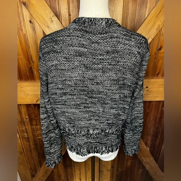 Tahari Cardigan Sweater Knit Top Fringe Trim Women’s Size Small - Picture 3 of 5